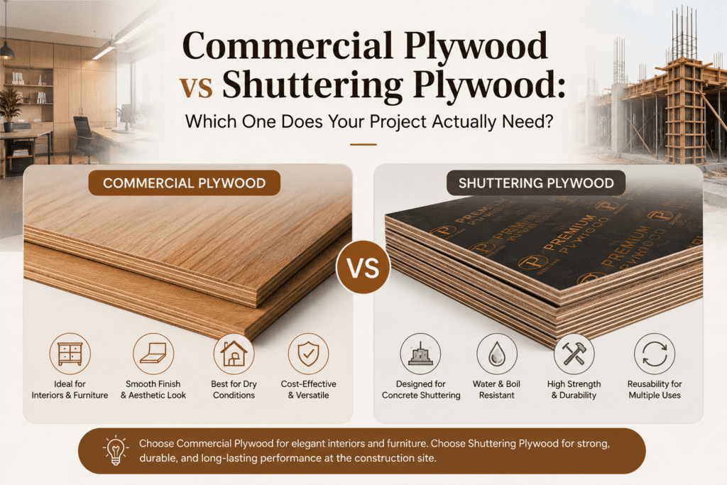 Commercial Plywood vs Shuttering Plywood | Premier plylam Marketing company